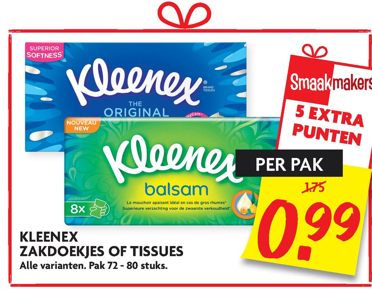 Kleenex   tissue, zakdoek folder aanbieding bij  Dekamarkt - details