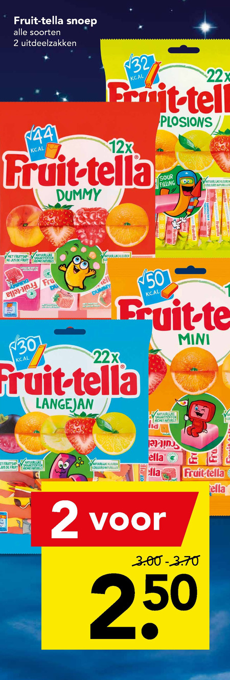 Fruit-Tella   snoep folder aanbieding bij  Deen - details