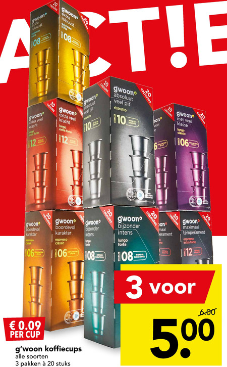 Gwoon   koffiecups folder aanbieding bij  Deen - details