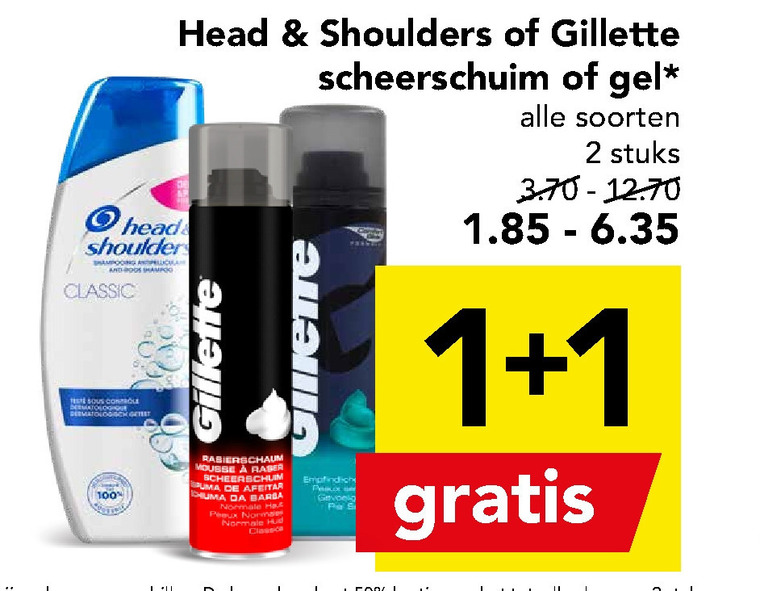 Gillette   shampoo, scheergel folder aanbieding bij  Deen - details