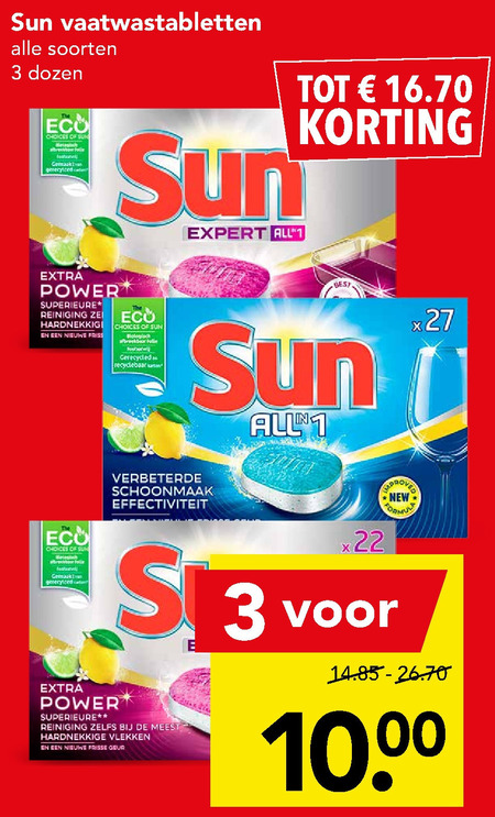 Sun   vaatwasmiddel folder aanbieding bij  Deen - details