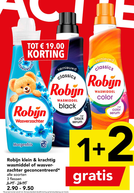 Robijn   wasverzachter, wasmiddel folder aanbieding bij  Deen - details