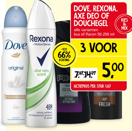 Rexona   deodorant, douchegel folder aanbieding bij  Jan Linders - details