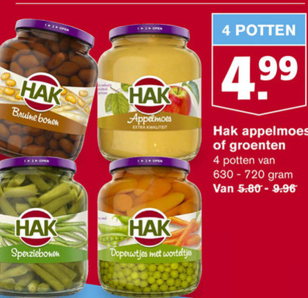 Hak   groenteconserven, appelmoes folder aanbieding bij  Hoogvliet - details