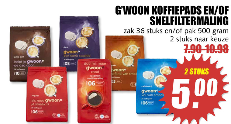 Gwoon   koffiepad, koffie folder aanbieding bij  MCD Supermarkt Basis - details