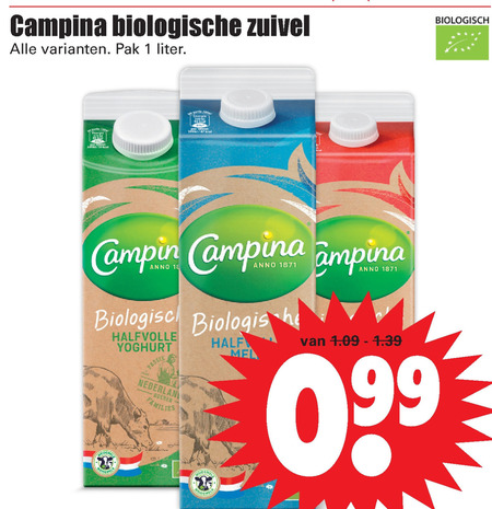 Campina   drinkyoghurt, zuivel folder aanbieding bij  Dirk - details