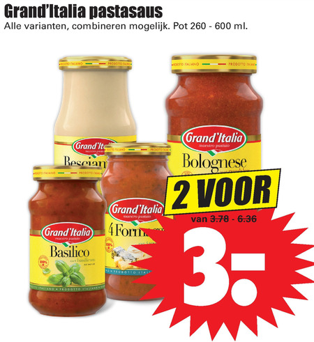 Grand Italia   pastasaus folder aanbieding bij  Dirk - details