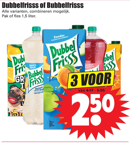 Bubbelfrisss   frisdrank, fruitdrank folder aanbieding bij  Dirk - details