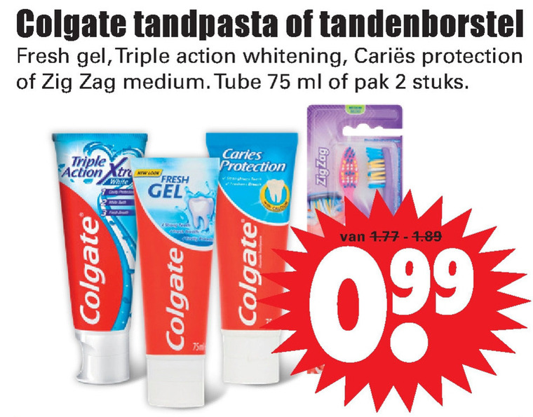 Colgate   tandenborstel, tandpasta folder aanbieding bij  Dirk - details