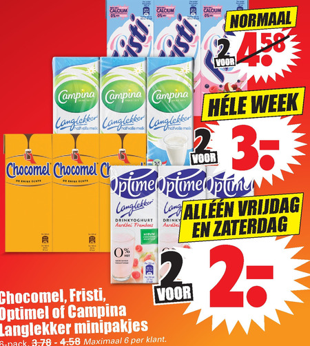 Fristi   chocolademelk, melk folder aanbieding bij  Dirk - details