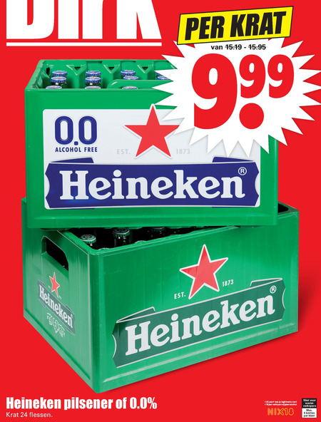 Heineken 0.0   krat bier folder aanbieding bij  Dirk - details