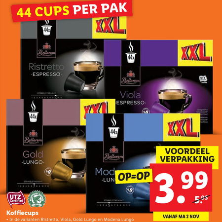 Bellarom   koffiecups folder aanbieding bij  Lidl - details