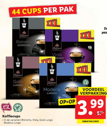 Bellarom   koffiecups folder aanbieding bij  Lidl - details