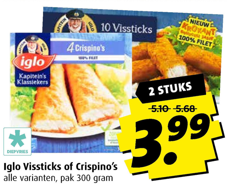 Iglo   visschnitzel, vissticks folder aanbieding bij  Boni - details