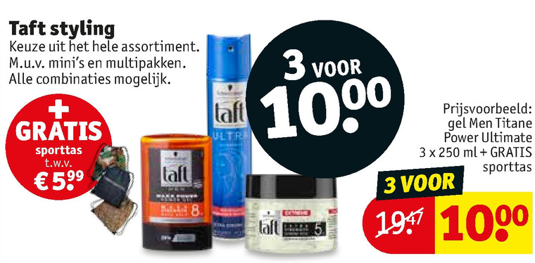 Taft   hairspray, haargel folder aanbieding bij  Kruidvat - details