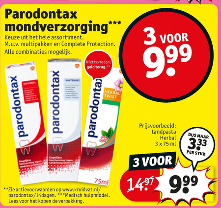 scheerapparaat Republiek Subtropisch Paradontax tandpasta folder aanbieding bij Kruidvat - details