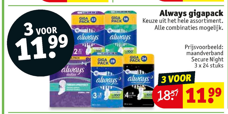 Always   inlegkruisjes, maandverband folder aanbieding bij  Kruidvat - details