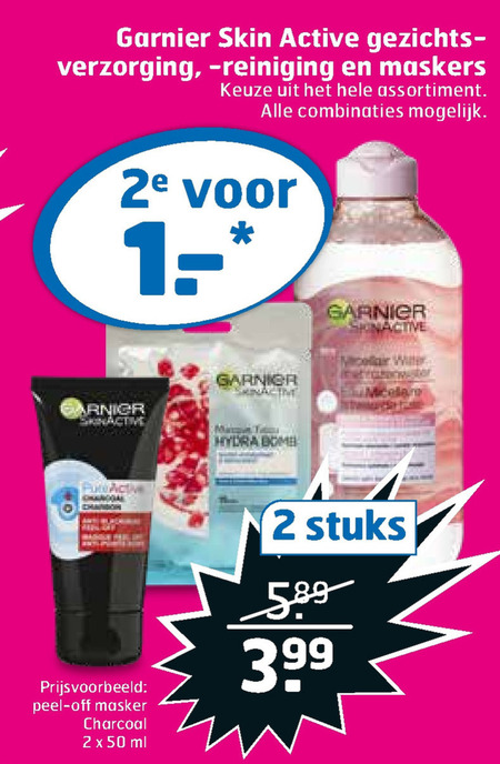 Garnier Skin Active   gezichtsmasker, gezichtsverzorging folder aanbieding bij  Trekpleister - details