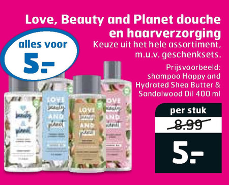 Love beauty and planet   douchegel, shampoo folder aanbieding bij  Trekpleister - details