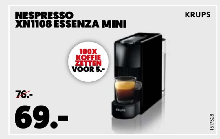 studie Uitverkoop veeg Krups nespresso apparaat folder aanbieding bij Mediamarkt - details