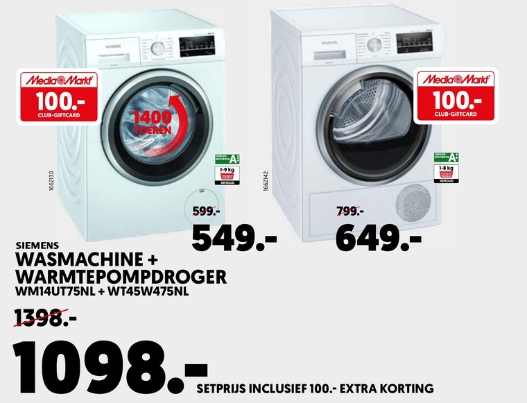 Siemens   warmtepompdroger, wasmachine folder aanbieding bij  Mediamarkt - details