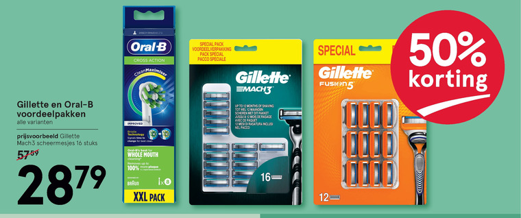 Gillette   opzetborstel, scheermesjes folder aanbieding bij  Etos - details