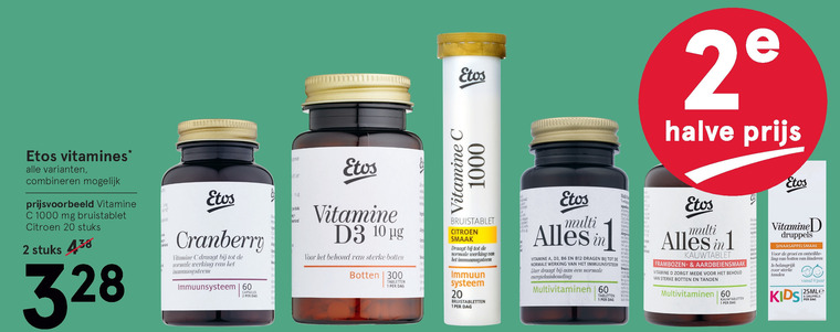 Etos Huismerk   multivitaminen, vitamine folder aanbieding bij  Etos - details