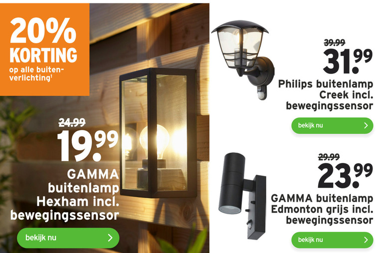 Afleiding tolerantie afstand Alle merken buitenlamp, tuinverlichting folder aanbieding bij Gamma -  details