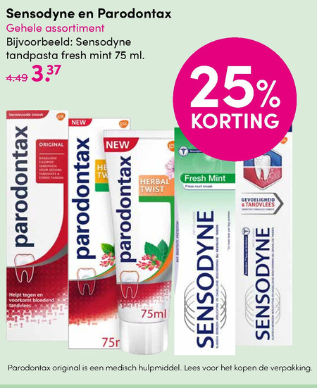 Sensodyne   tandpasta folder aanbieding bij  DA - details