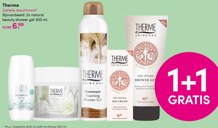 Therme   deodorant, badolie folder aanbieding bij  DA - details