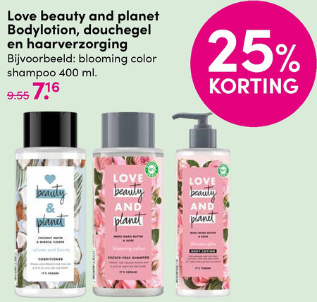 Love beauty and planet   conditioner, douchegel folder aanbieding bij  DA - details