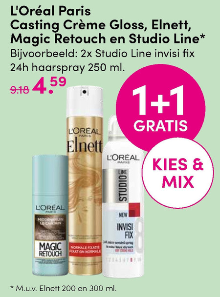 Elnett   haargel, hairspray folder aanbieding bij  DA - details