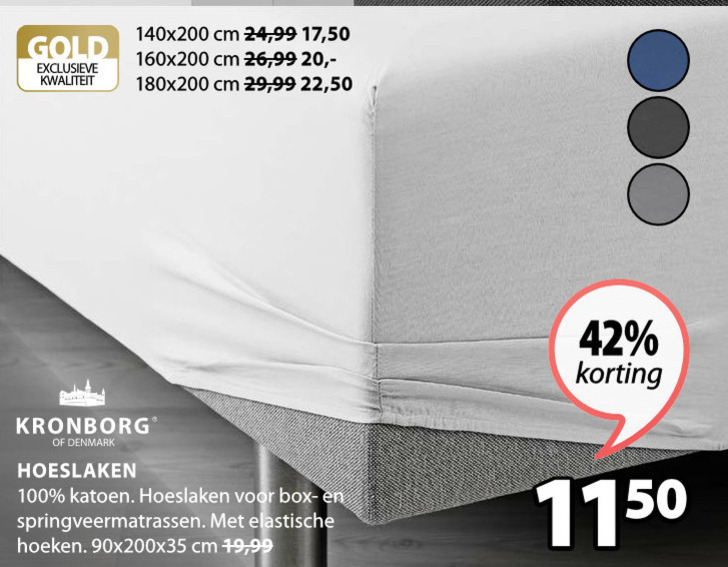 Kronborg   hoeslaken folder aanbieding bij  Jysk - details