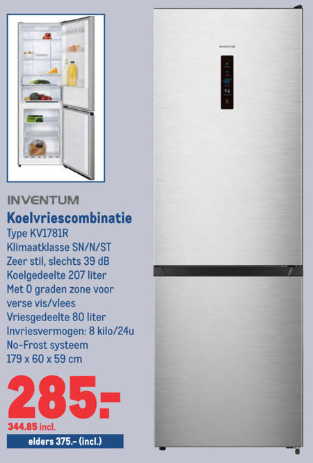 Inventum   koelvriescombinatie folder aanbieding bij  Makro - details