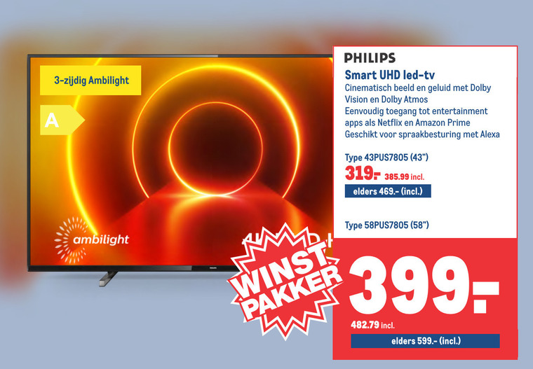 Philips   4k ultrahd televisies folder aanbieding bij  Makro - details