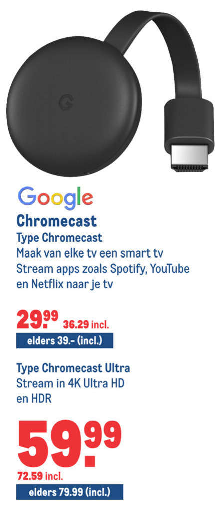 Chromecast   media streamer folder aanbieding bij  Makro - details