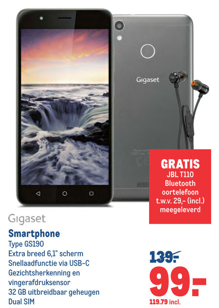 Gigaset   simlock vrije mobieltje folder aanbieding bij  Makro - details