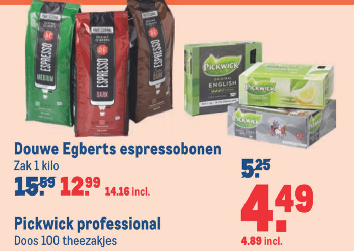 Pickwick   koffiebonen, thee folder aanbieding bij  Makro - details