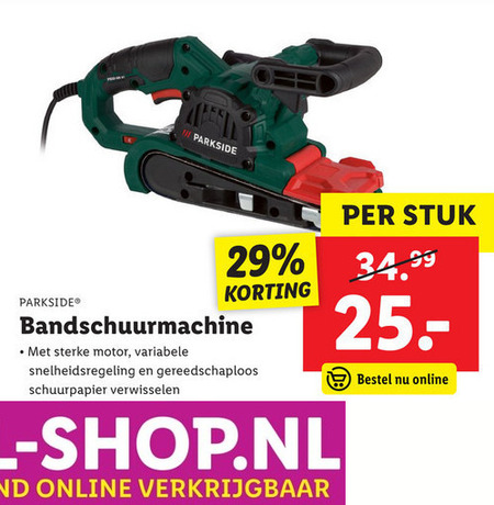 Parkside   bandschuurmachine folder aanbieding bij  Lidl - details