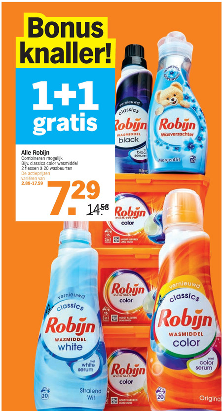 Robijn   wasmiddel, wasverzachter folder aanbieding bij  Albert Heijn - details