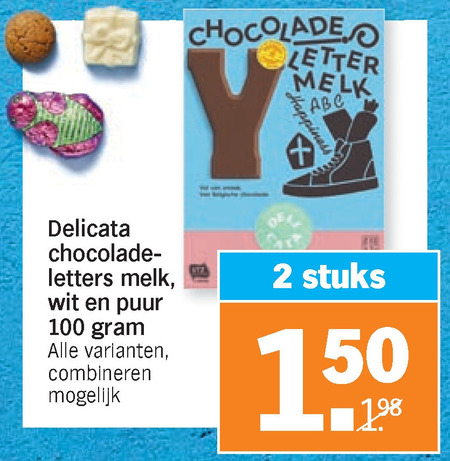 Delicata   chocoladeletter folder aanbieding bij  Albert Heijn - details