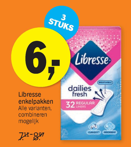 Libresse   inlegkruisjes, maandverband folder aanbieding bij  Albert Heijn - details