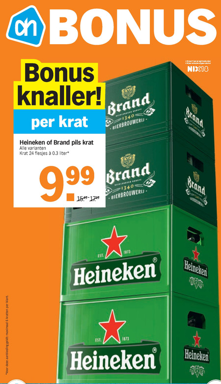 Heineken 0.0   krat bier folder aanbieding bij  Albert Heijn - details