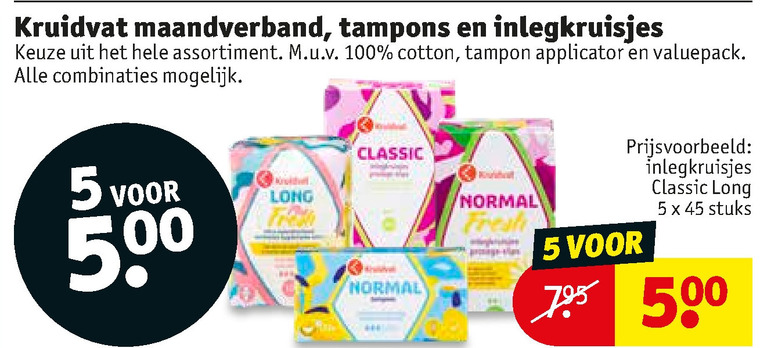 Kruidvat Huismerk   inlegkruisjes, tampons folder aanbieding bij  Kruidvat - details