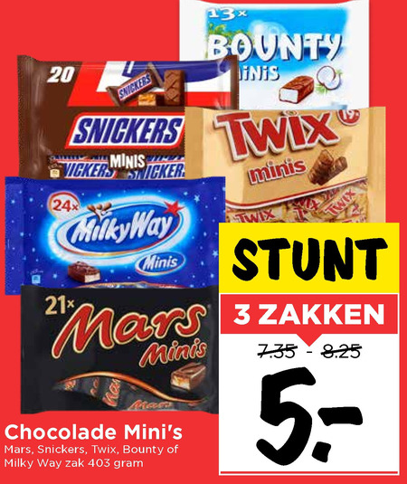 Bounty   mini chocoladerepen folder aanbieding bij  Vomar - details