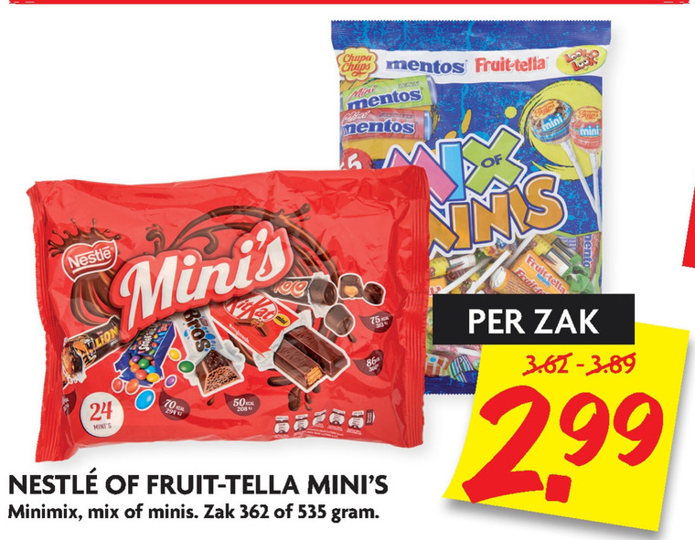 Nestle   mini chocoladerepen, snoep folder aanbieding bij  Dekamarkt - details