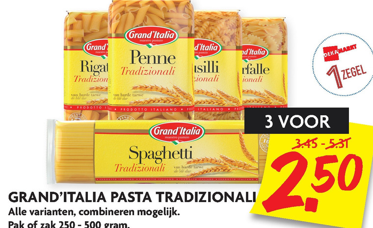 Grand Italia   pasta, penne   folder aanbieding bij  Dekamarkt - details