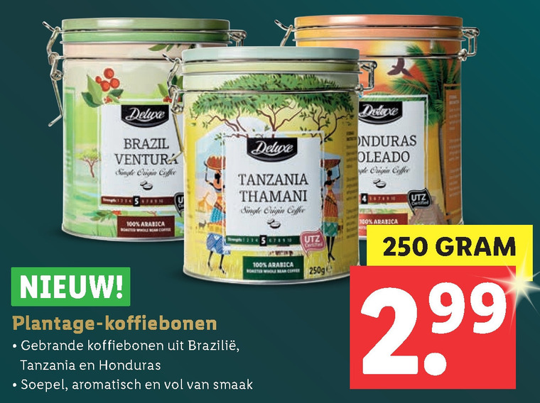 Deluxe   koffiebonen folder aanbieding bij  Lidl - details