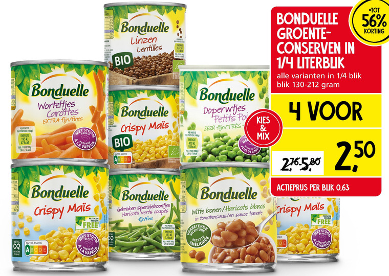 Bonduelle   groenteconserven folder aanbieding bij  Jan Linders - details