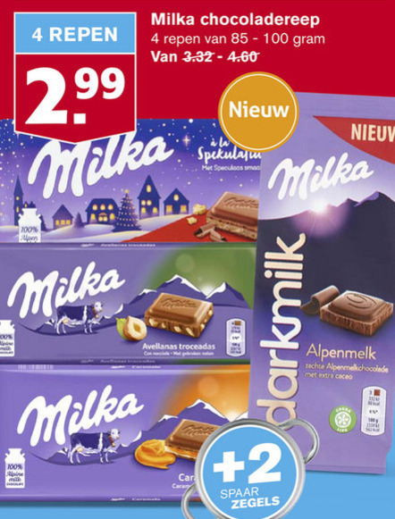 Milka   chocolade folder aanbieding bij  Hoogvliet - details